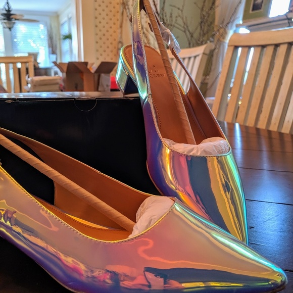J. Crew Factory Shoes - J Crew Holographic Slingback Block Heels